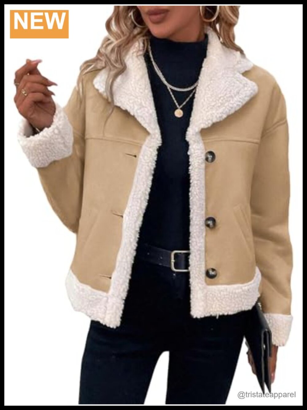 Faux Suede Shearling Lined Cropped Bomber Jacket Winter Coat